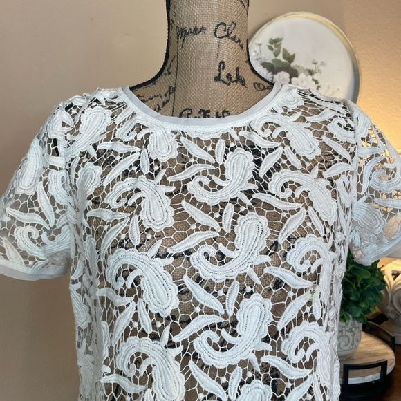 NWT Loft White Paisley Pattern Crotched Open Top - Picture 5 of 15
